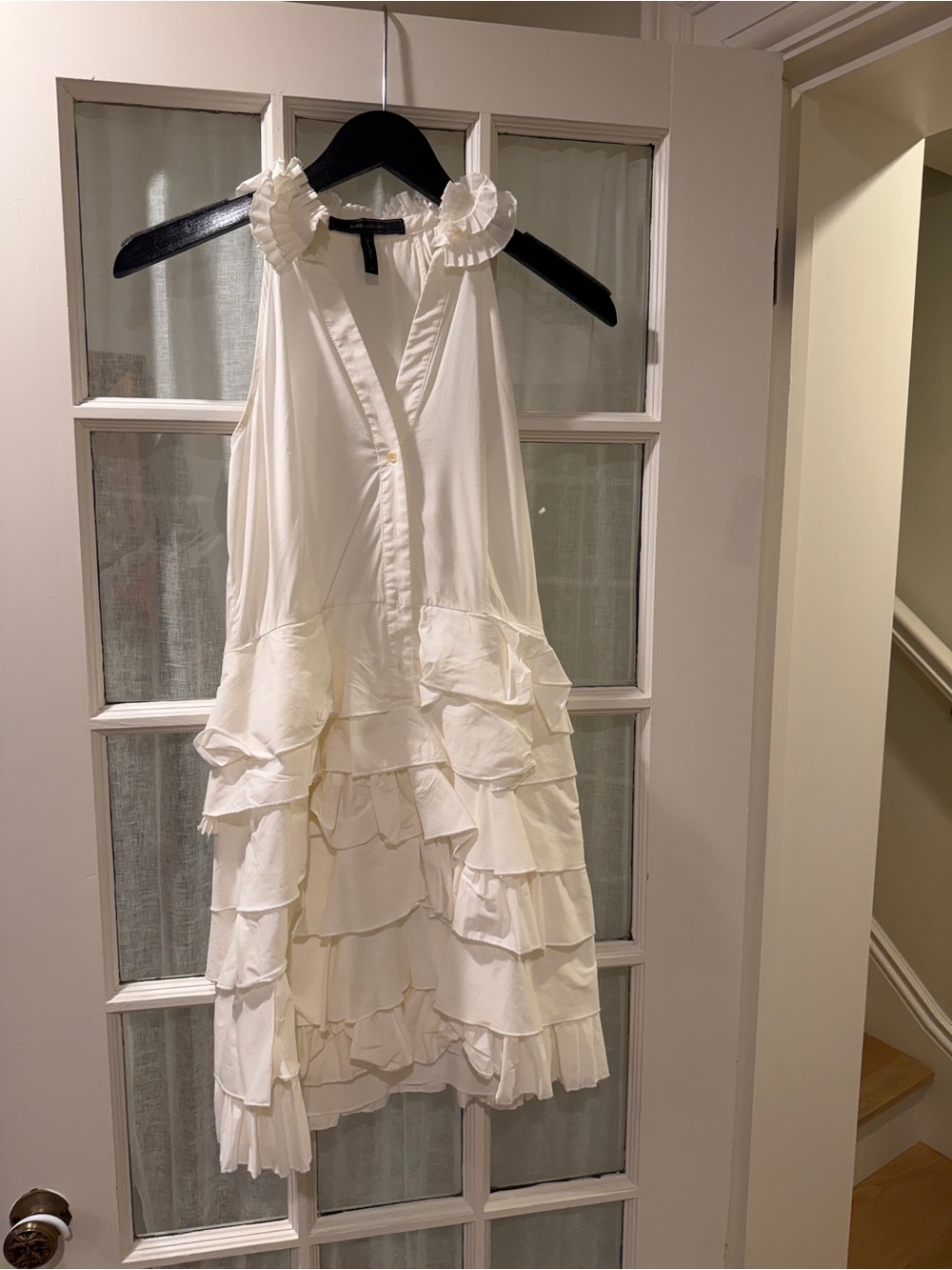 BCBGMaxAzria White Ruffled Halter Dress